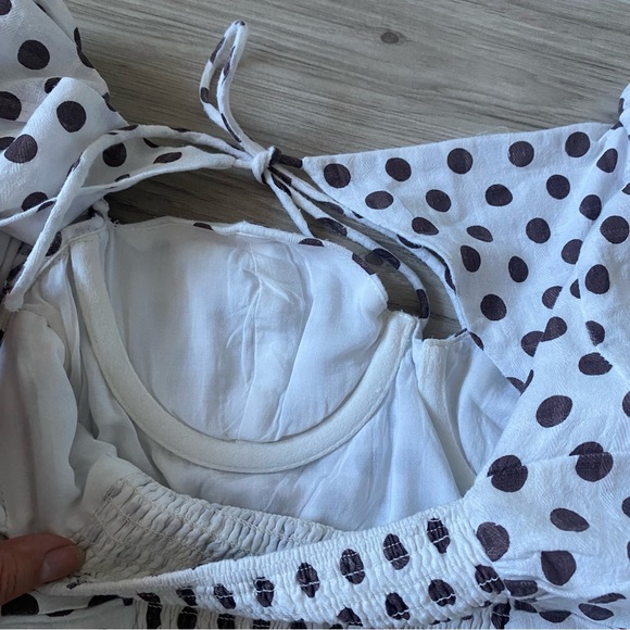 Majorelle revolve emily white long sleeve blouse top maroon polka dot size S - Picture 12 of 14